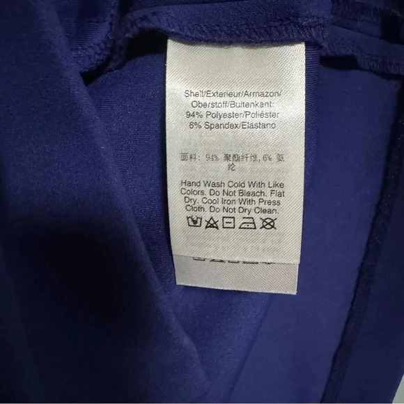 DKNY Blue Purple Knee Length Dress with Pleated Sleeves and Stud Detail - Picture 5 of 7